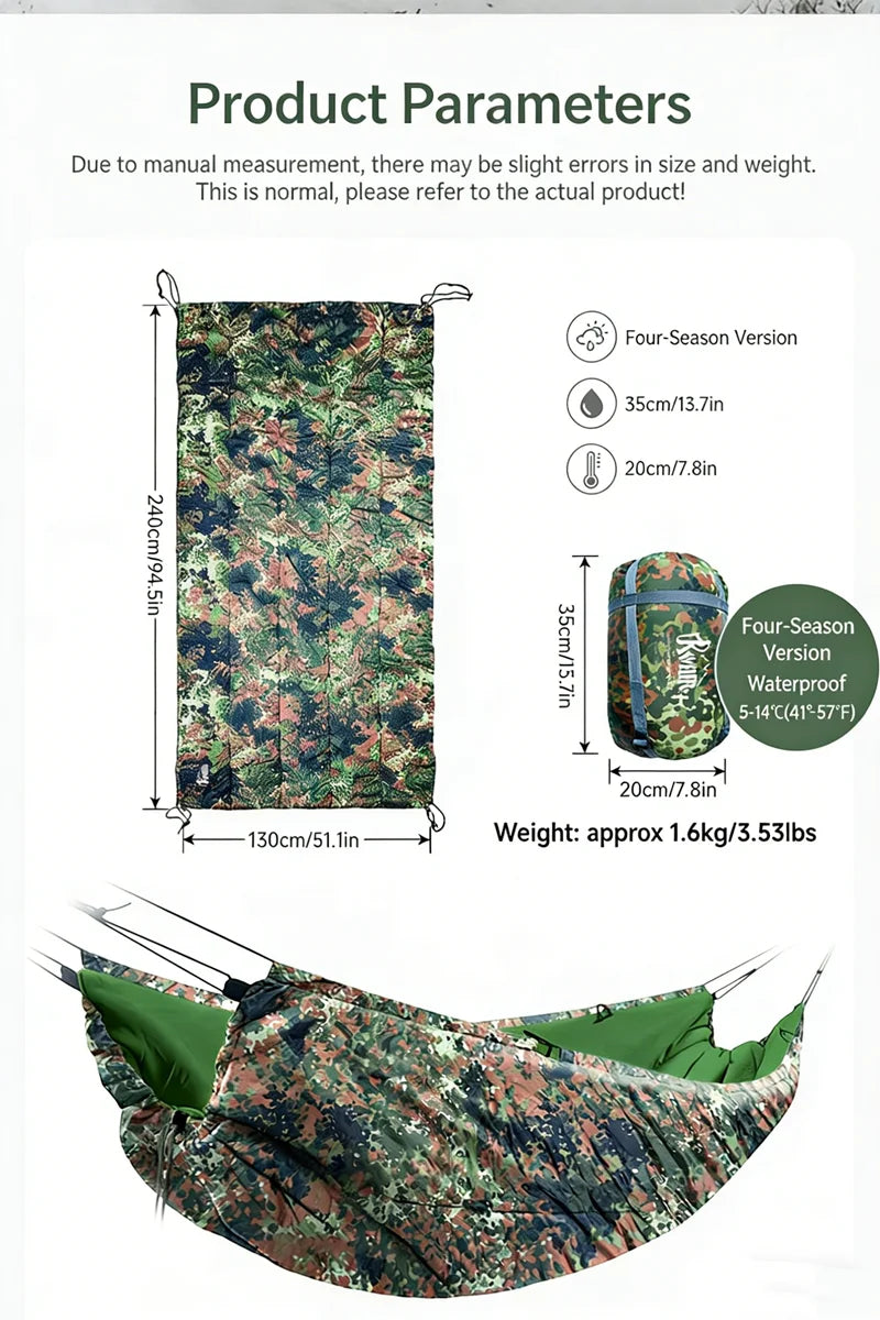 TRAVELER Bushcraft Quick-Deploy Hammock with Mosquito Net, Integrated Ridgeline & Anti-Roll Design for Wilderness Camping