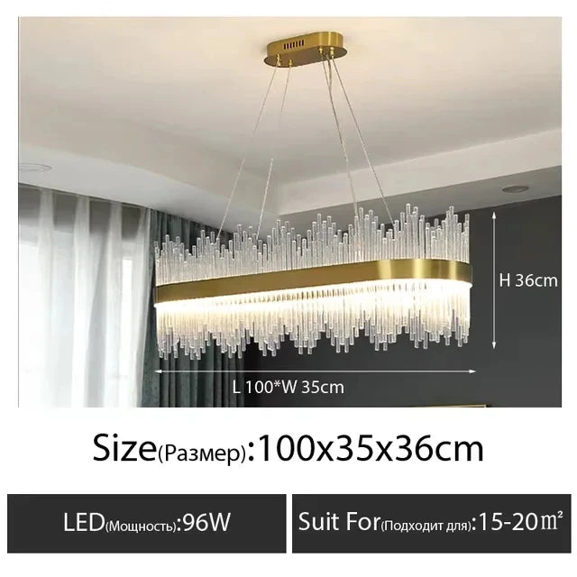 Modern Luxury Crystal Ceiling Chandelier Stainless Steel Living Room Lights Home Decor Dining Room Pendant Lamp Interior Bedroom