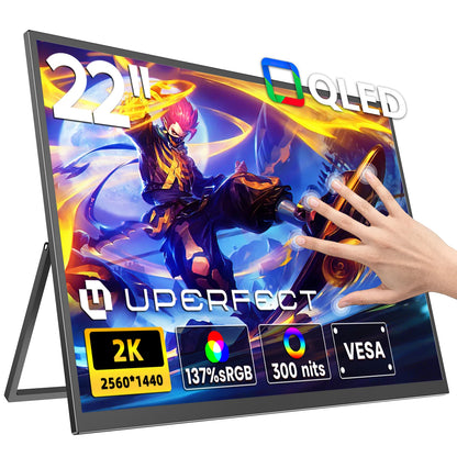 UPERFECT UMax 22"2K QLED Touchscreen Portable Monitor 137%sRGB External Second Touch Screen Display For Laptop/PC/Phone MAC