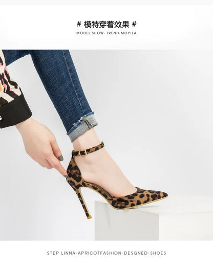 Autumn Sexy Leopard Women Sandals Office Pumps 6cm 8cm 10cm Elegant Office  High Heels Women Pointed Toe Luxury Female Shoes