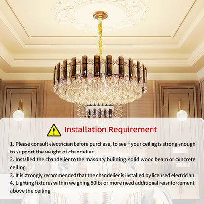 Modern K9 Crystal Chandelier Round Ceiling Fixtures Pendant Lights Living Room Bedroom