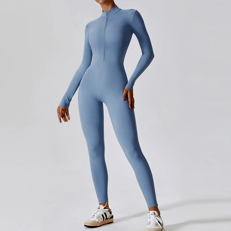 Autumn Sports Jumpsuits Women's Tracksuit Short One-Piece Fitness Suits Gym Clothing Female Sexy Long Sleeve Workout Overalls