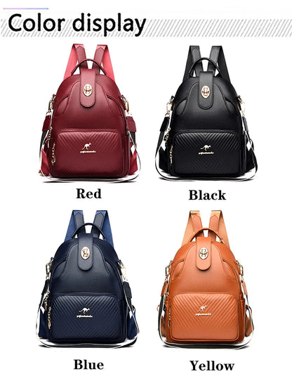 2024 New Fashionable Women's Backpack High Quality Soft Leather Women Shoulder Bag Famous Luxury Brand Female Handbag Sac A Main