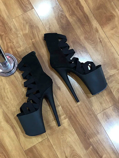 Sexy Strip Pole Dance Rome Crossdresser High Heel Nightclub Sexy Cool Boots 15cm Hate High Exotic Walking 20cm Platform Female