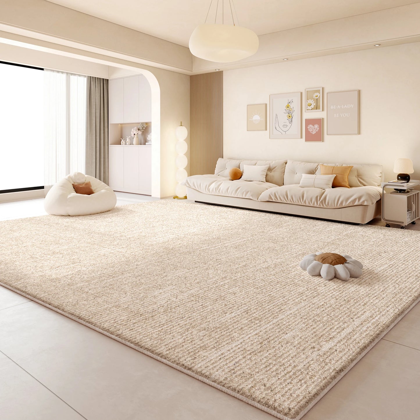 Cream Style Living Room Decoration Rug Light Luxury Rugs for Bedroom Fluffy Soft Cloakroom Carpet Household Washable Floor Mat