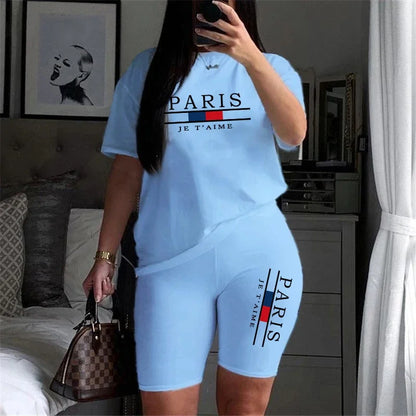 Women T-Shirts New Quality Casual Woman Clothing Summer Two Piece Set for O-Neck Shorts Daily Short Sleeve Tracksuit Hot Sales