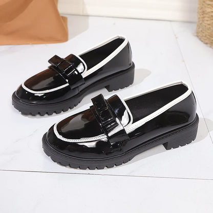European and American Luxury Womens Leather Shoes Autumn New Outdoor Leisure Loafers Fashion Lacquer Leather Women's Shoes