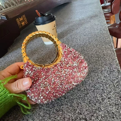 Mini Golden Pink Evening Bag Purses and Handbags Luxury Designer Shoulder Bags Diamond Party Wedding Acrylic Shiny Clutch Purse