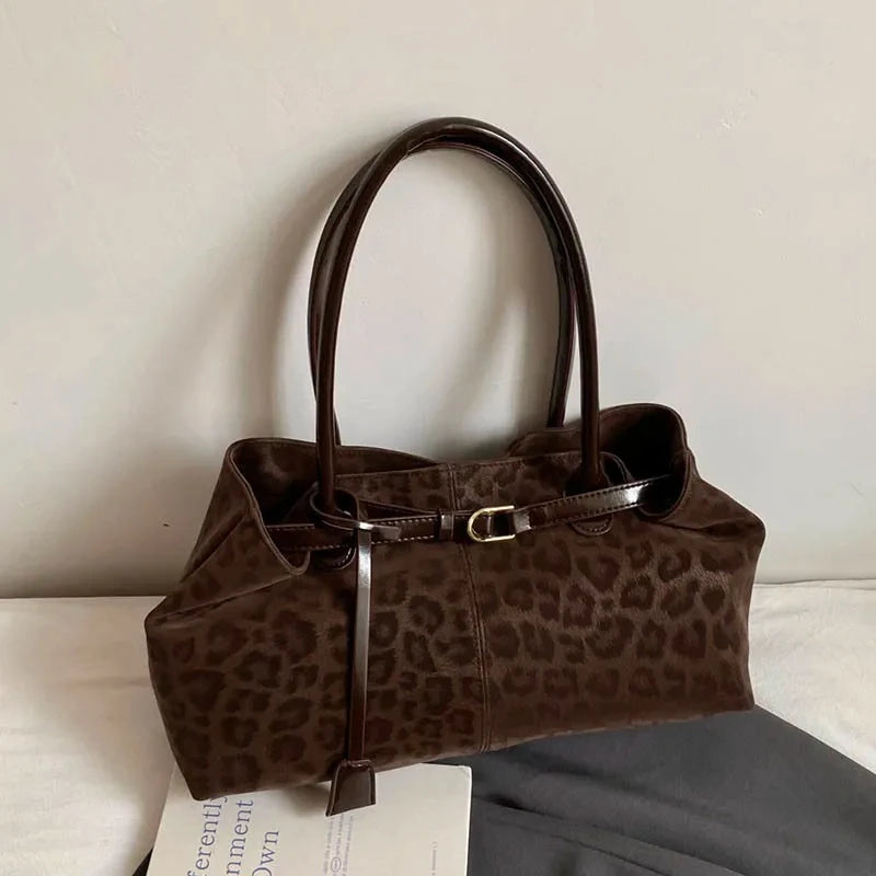 Fashionable Leopard PU Leather Shoulder Bags for Women 2026 Luxury Designer Brand Trend Tote Bag Females Short Handle Handbags