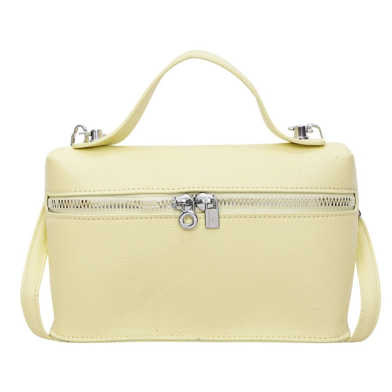 Fashionable Light Luxury Solid Color Box Bag Litchi Pattern Portable Carrying Crossbody Bag Daily Commuting Versatile Square Bag