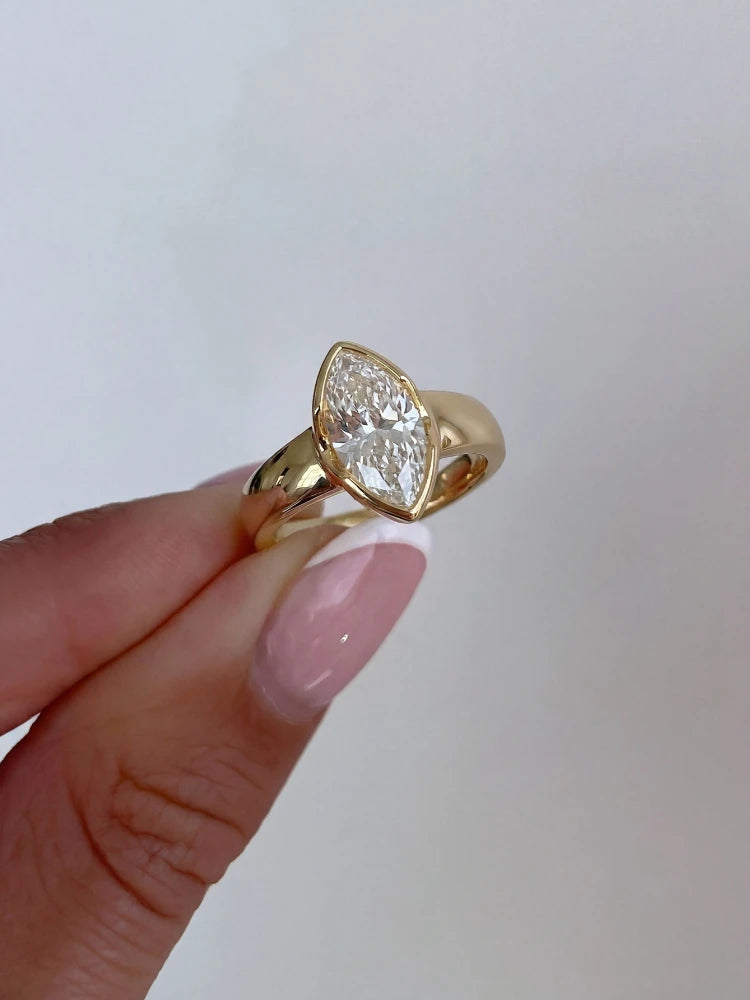 925 Sterling Silver 6*12mm Shining Glossy Marquise Zircon Ring for Women Engagement Wedding Luxury High Quality Fine Jewelry