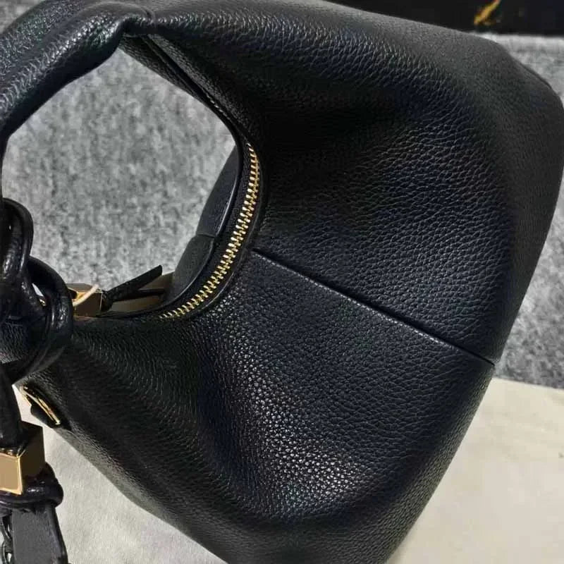 2026 New Y2K French Fashion Design Black Crescent Bag Female Saddle Bag with Cosmetic Mirror for Woman Shoulder Bags Purse
