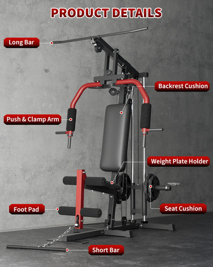 5-In-1 Multifunctional Home Gym Equipment: Full Body Workout Machine with Lat Pulldown, Chest Press, Leg Extension & Seated Row
