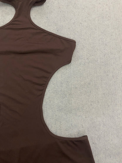 New Arrival: European and American Style Women's Sexy Halter Neck Backless Tight-Fitting Hollowed-Out Bodysuit, Solid Color Top