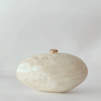Oval Marble Beige Shell Acrylic Luxury Elegant Lady Evening Bag Cute Handbag Wedding Lady Girl Female Mini Purse