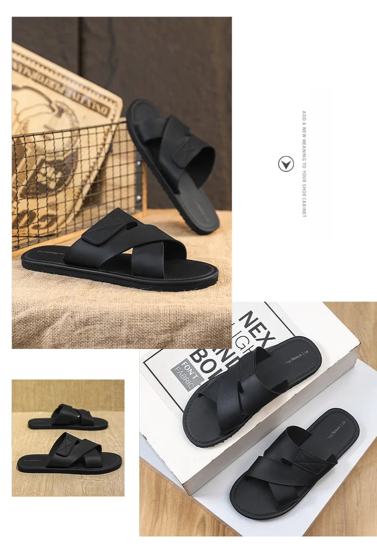 Men's slippers 2026 new summer leisure Korean fashion sports sandals light and comfortable flat bottom plus size sandals 46