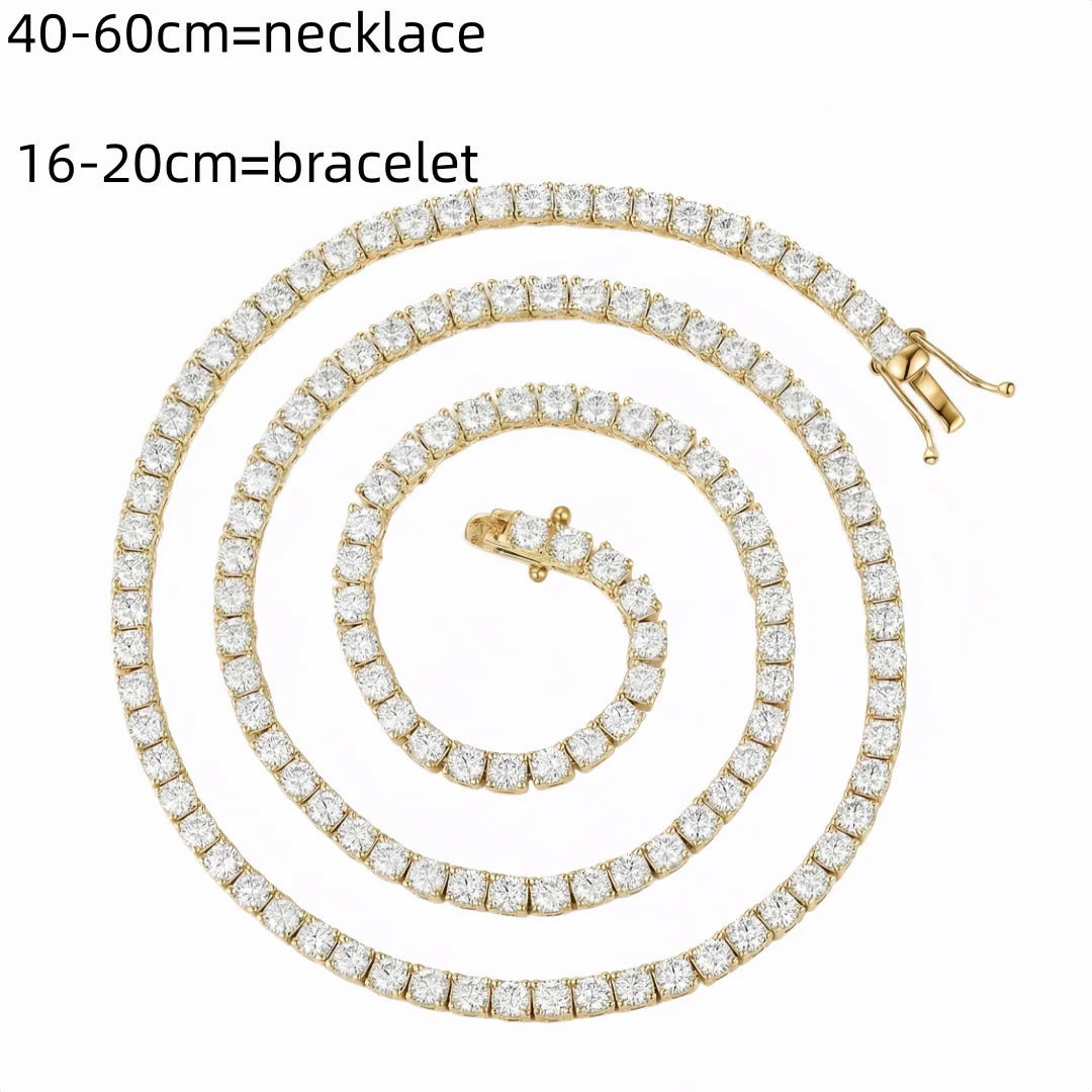 D VVS1 Full Moissanite Tennis Necklace 925 Sterling Silver 2-6mm with GRA Necklaces for Women Man Wedding Jewelry Fashion Gift