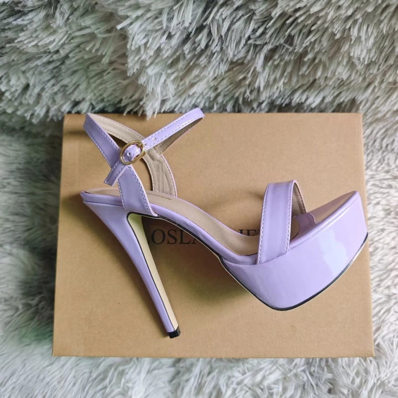 Women Peep Toes Sandals Stiletto Sexy Pumps Luxury Club 14cm Elegant Platform High Heels Nighclub Party Wedding Jazz Dance Shoes