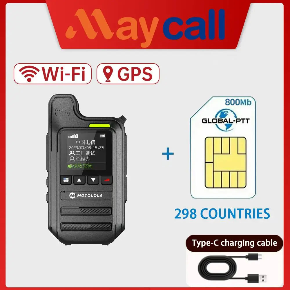 Motolola C65 4G LTE Digital Cluster POC Walkie Talkie Dual SIM Card 5000km Long Range 1500mAh Battery IPX-1 Water Resistant