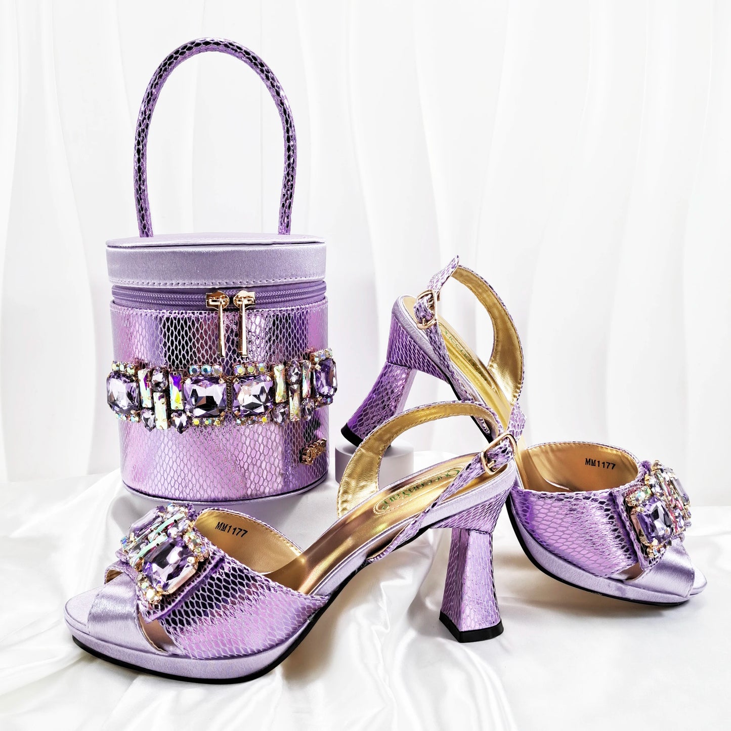 doershow New Italian Shoe and Bag Set New 2025 Women Shoes and Bag Set In Italy SILVER Italian Shoes with Matching Bag SM1-1