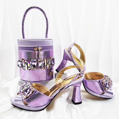 doershow New Italian Shoe and Bag Set New 2025 Women Shoes and Bag Set In Italy SILVER Italian Shoes with Matching Bag SM1-1