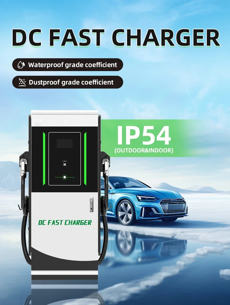 90kW DC EV Charger Station CCS2 Dual Gun Fast Charging Floor Mounted Smart APP WiFi 4G RFID IP54 OCPP 1.6J Fully Approved