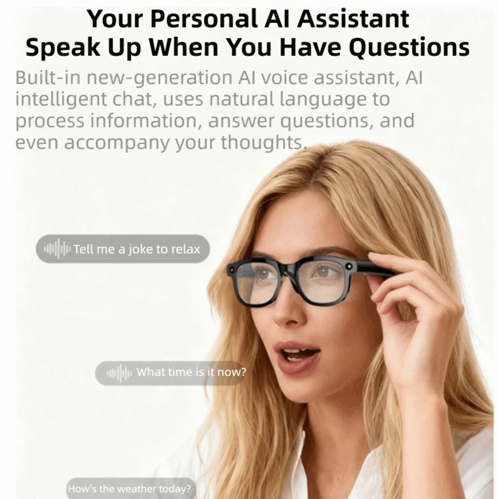 Real-time Translation AI Smart Glasses Anti-Blue Light 1080P Video Recording Smart AI Glasses Waterproof Bluetooth Audio