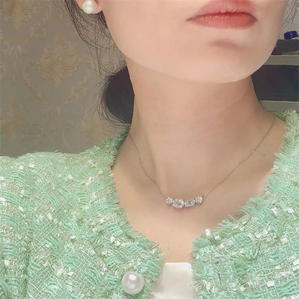 Serenity 5cttw D Color Moissanite Pendant Necklace for Women 100% S925 Sterling Silver Plated 18K Lab Diamond Neck Chain Jewelry