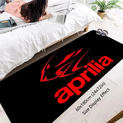 VIKAMA Motorcycle Racing Rug - Non-Slip Floor Mat for Entrance, Anti-Skid Bedside Carpet with Bike Print Home Decor