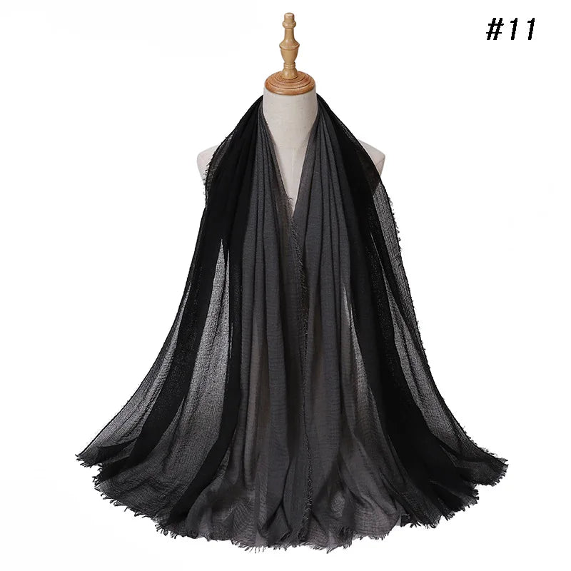 180*90cm Gradient Cotton Linen Women Muslim Hijab Scarf Woman Islamic Arab Shawl Wrap Head Scarves Ready To Wear Headscarf