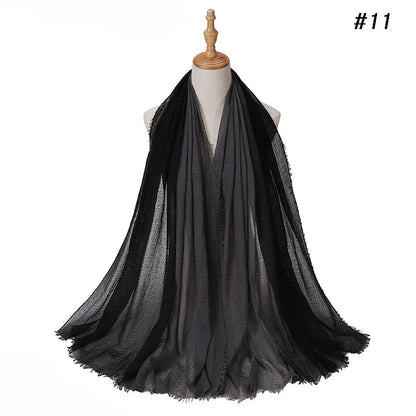 180*90cm Gradient Cotton Linen Women Muslim Hijab Scarf Woman Islamic Arab Shawl Wrap Head Scarves Ready To Wear Headscarf