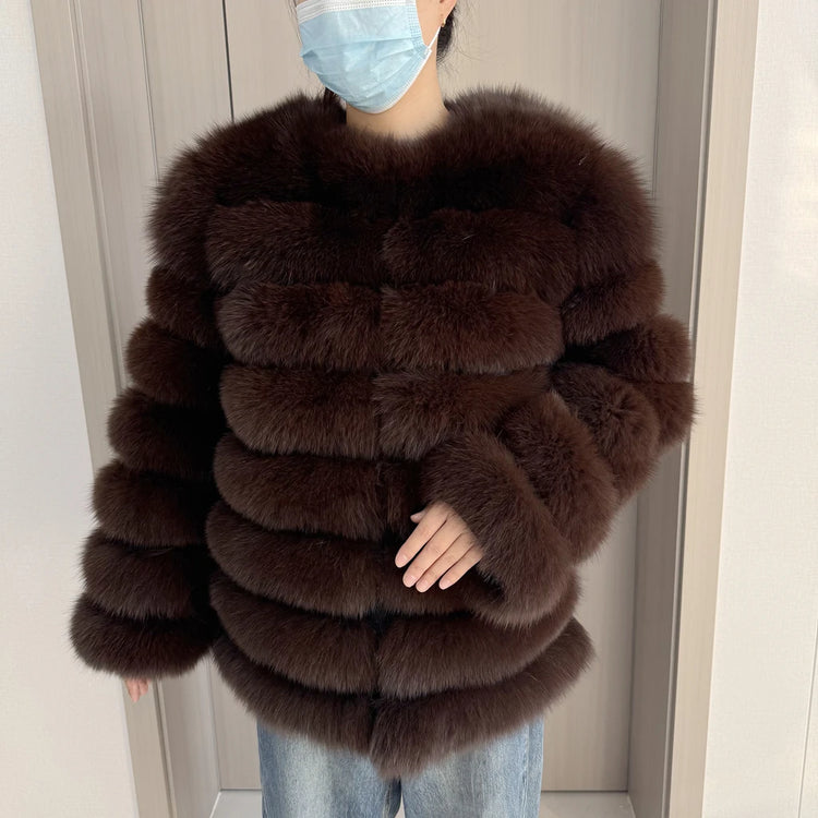 NEW Style Length Sleeves 4in1 Real Fur Coats Women Natural Real Fur Jackets Vest Winter Outerwear Women Fox Fur Coat Quality Fur
