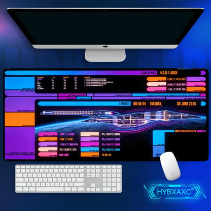 Starship Blueprint Pad Desk Pad HYBXAXC Gamer Computer Cabinet Star Trek Game Office Accessories Keyboard Anime Extended Large