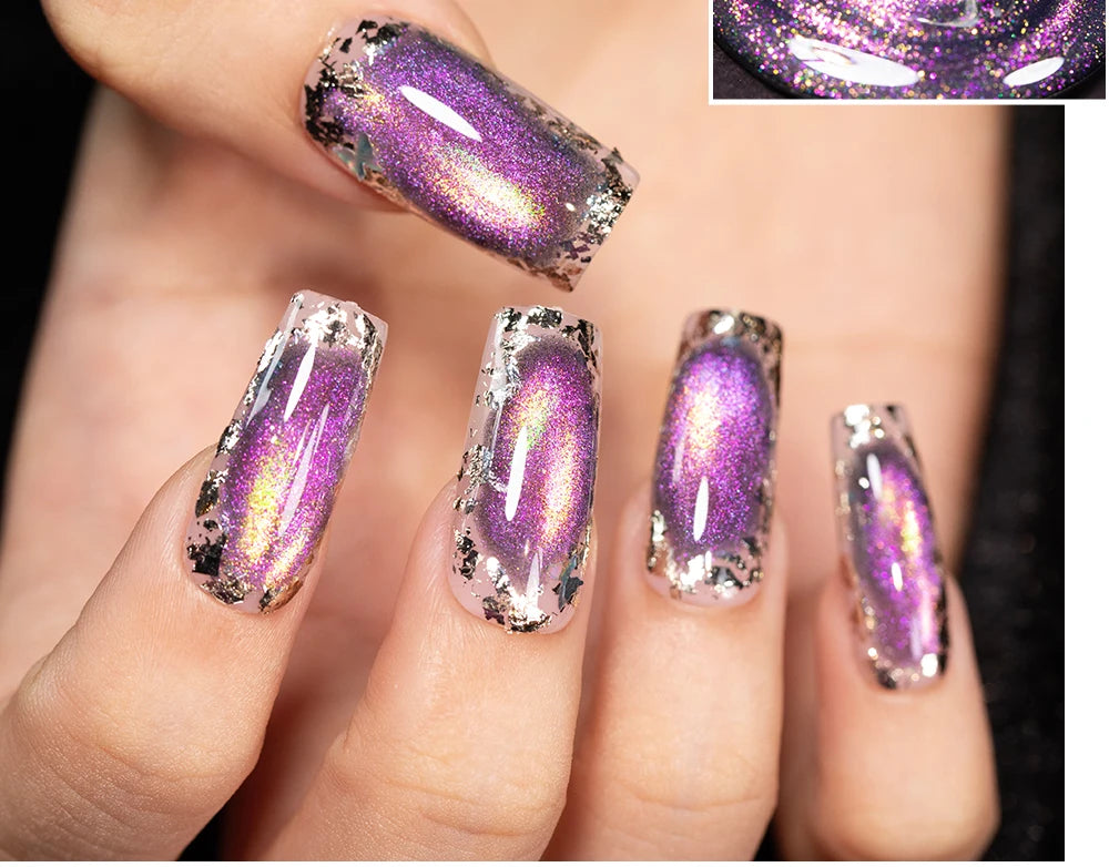 AWStorG 7.5ml Starlit Chameleon Cat Magnetic Gel Nail Polish Double Colors Semi Permanent UV Gel Varnish Need Black Base