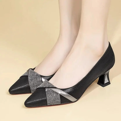 Women Classic Navy Blue Crystal Shining High Heel Shoes Lady Spring & Summer Comfort Stylish Pumps Mulheres De Salto Alto E357