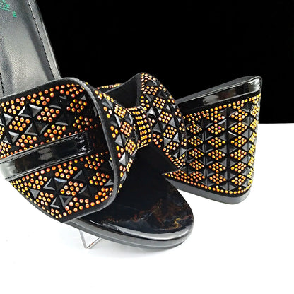 QSGFC Italian Style Women Banquet Shoes And Bag With Rhinestone Decoration Three-Dimensional Small Bag Match Women High Heel