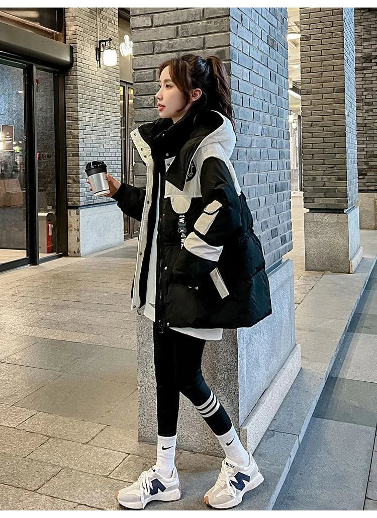 Elegant Thickened Oversized Women's down Jacket Fashionable Outerwear Parka Style Winter Coat Korean Style Straight Cut Cotton
