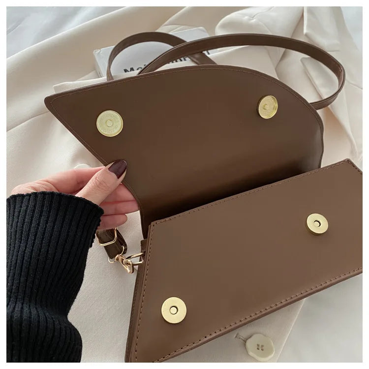 French Style Light Luxury Large Capacity, New Minimalist Design Casual Metal Hand-held Shoulder Crossbody Bags for Women