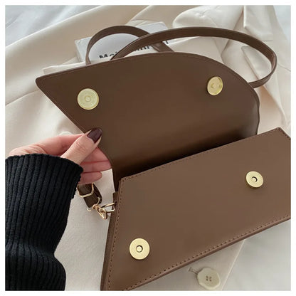 French Style Light Luxury Large Capacity, New Minimalist Design Casual Metal Hand-held Shoulder Crossbody Bags for Women