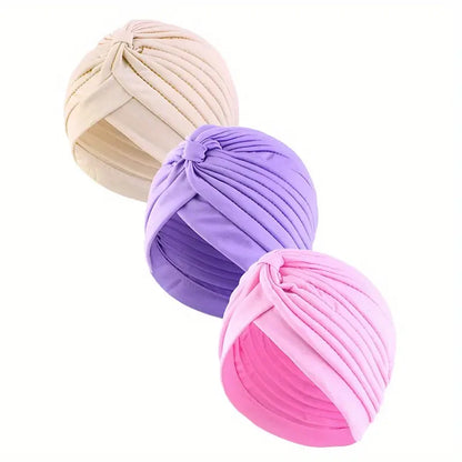 3pcs/set Fashion Ladies Twisted Turban Elastic Muslim Hijab Cap Solid Color Stretch Head Wrap Soft Chemo Beanie Head Cover