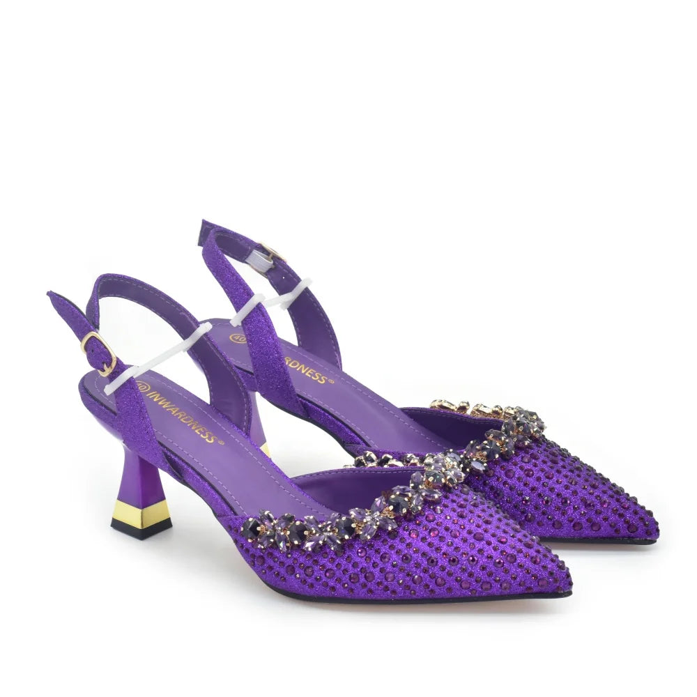 New Design Women Nigerian Italian Shoes and Bags Set Decorated with Rhinestone Shoes for Women and Bag 2026 Designer Luxury