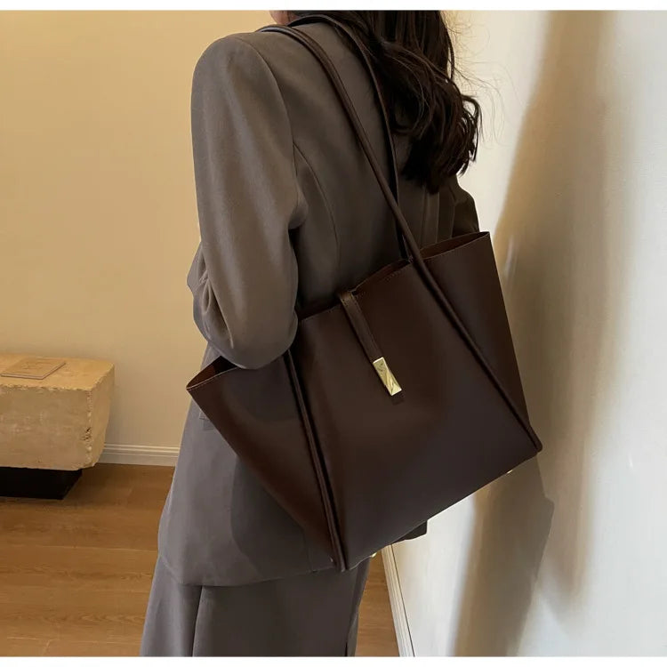 Branded Designer Shoulder Tote Bags For Women Soft PU Leather 2-IN-1 Big Capacity Shopper Tote Set 2025 Luxury Designer Handbags