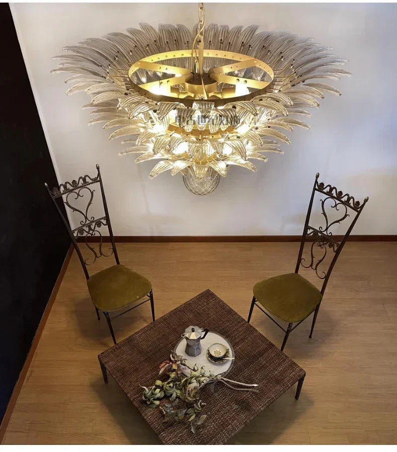 Modern Vintage French Glass Living Room Chandelier Designer Bedroom Mid-Century Style Duplex-Style Dining RoomLarge Villa Lights