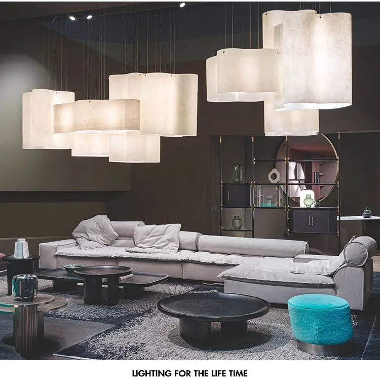 Designer Cloud Pendant Light for High Ceiling Lobby Wabi Sabi LED Hanging Chandelier For Parlor Restaurant Hotel Project Lights
