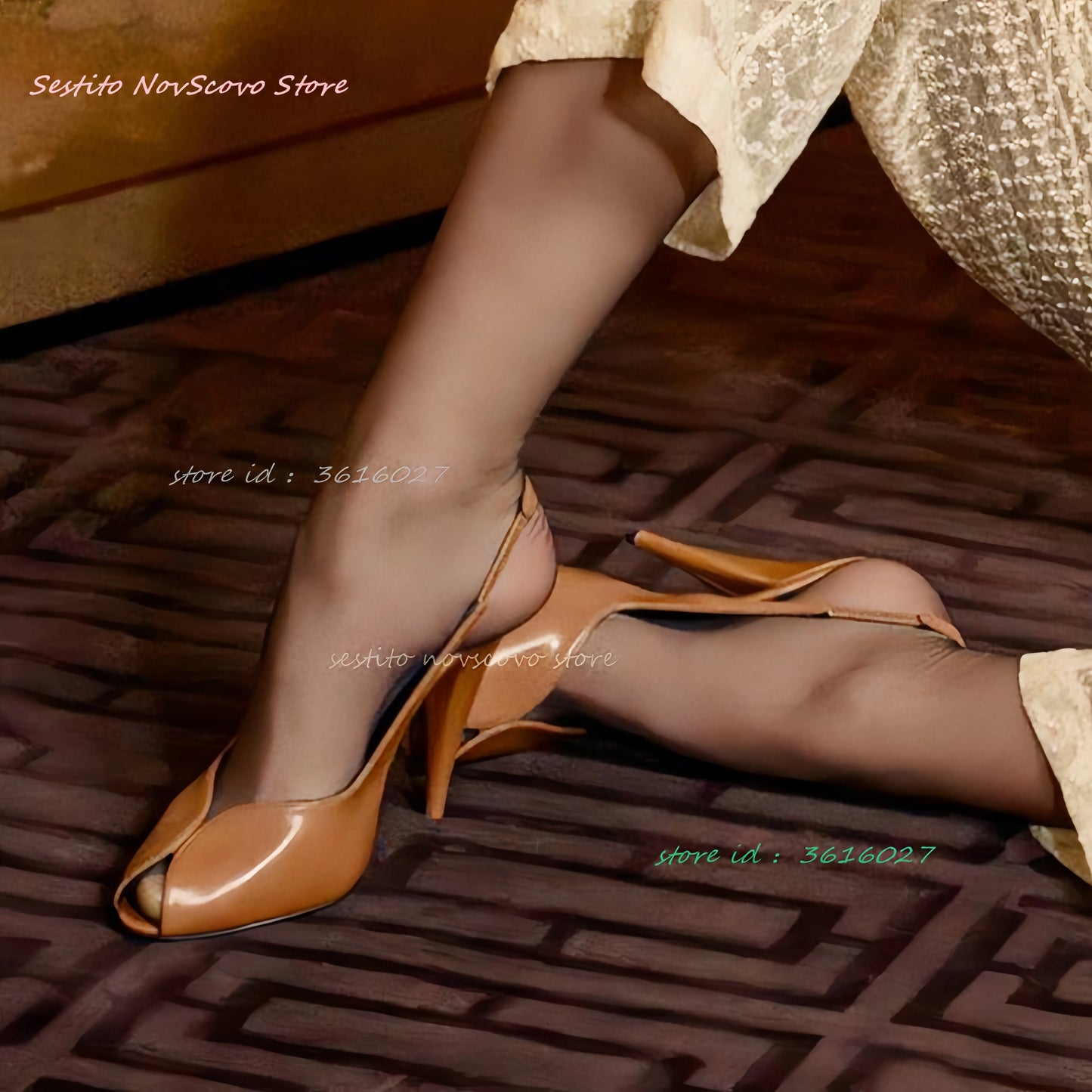 Brown Peep Toe Sandals Back Straps Stiletto High Heels Slip On Shallow Summer Classic Pu Leather Pumps Sexy Women Single Shoes