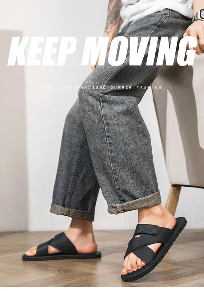 Men's slippers 2026 new summer leisure Korean fashion sports sandals light and comfortable flat bottom plus size sandals 46