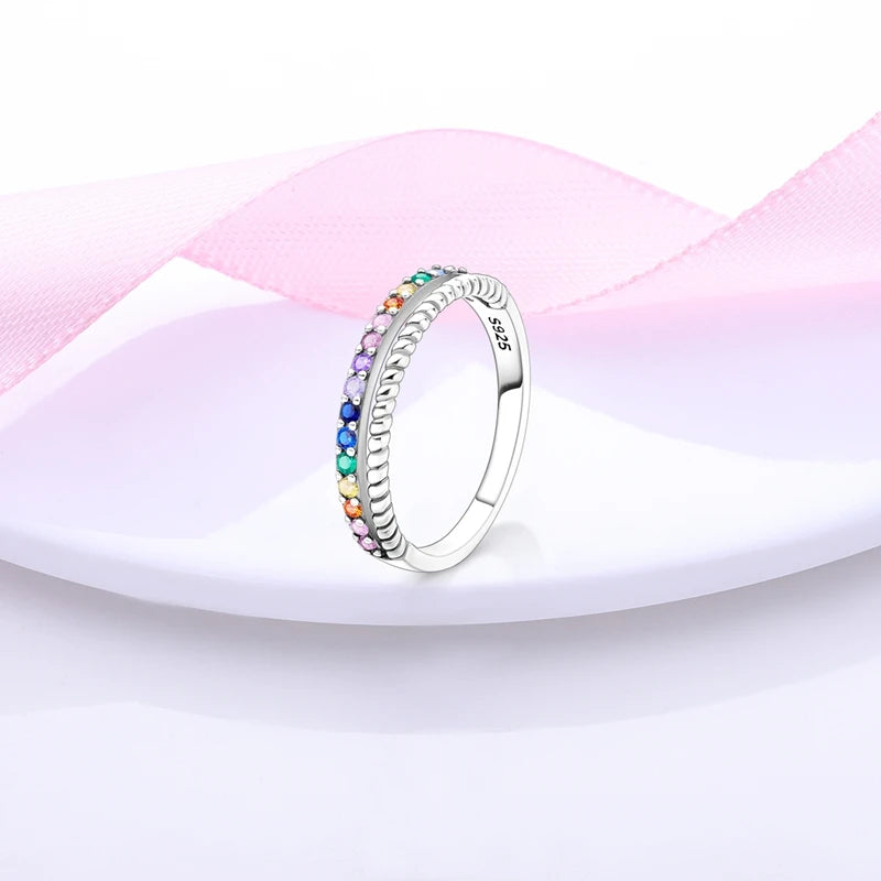 LAZA 925 Sterling Silver Colorful Rings Sparking Zirconium Bowknot Moon Sun Original Ring For Women Anniversary Wedding Gifts