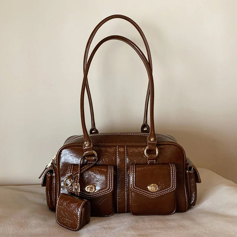 Luxury Boston Bags New Handbags For Women Trendy Commuting Versatile Handbag With Pendents Shoulder Crossbody Pillow Bags