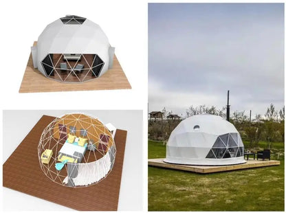 Hot Selling 6 People Living Glamping Resort Round House Igloo Prefab Dome Tents With Bathroom Cabin Factory Price