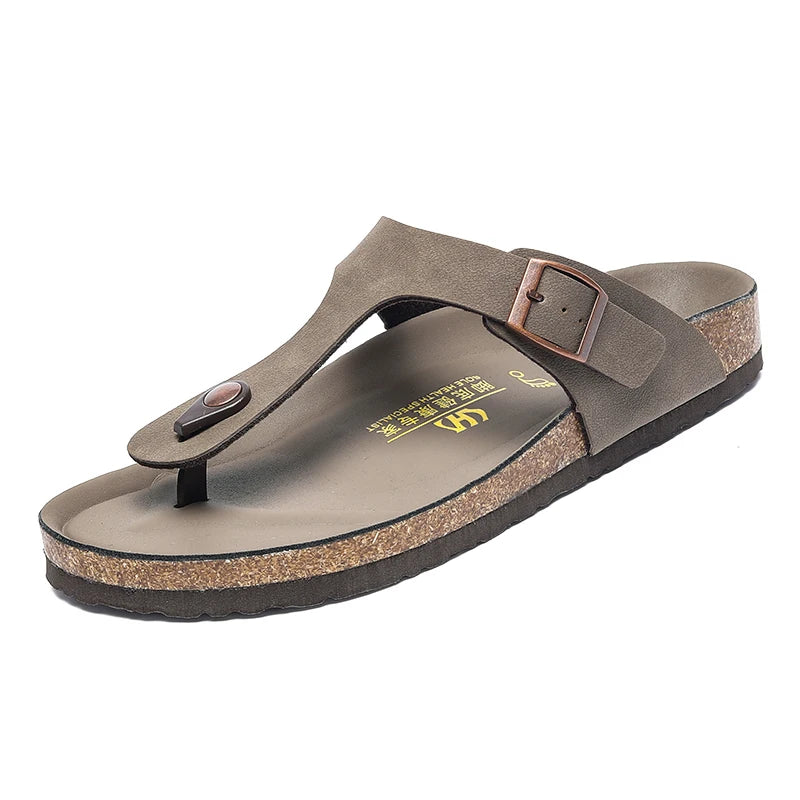 Men Leather Sandals Summer Classic Boys Shoes Slippers Soft Sandals Roman Comfortable Outdoor Beach Walking Footwear All-Match